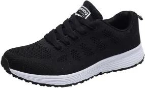 ZSpzx Women's Running Sneakers Slip On Air Cushioned Lace Up Running Tennis Sneaker Quick Dry Lightweight Arch Support Walk Shoes Breathable Elastic Athletic Closed Toe Shoe for Gym Travel Daily Wear